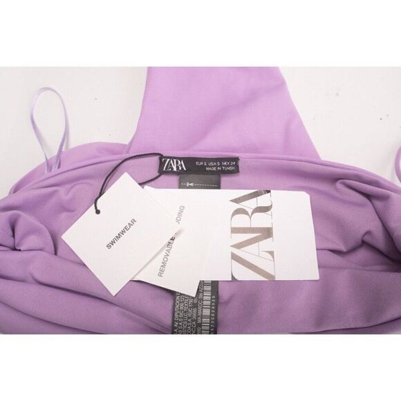 Zara Womens Swim Bathing Suit One Piece Purple Cutout S Small 2856/230 NWT - Picture 6 of 6